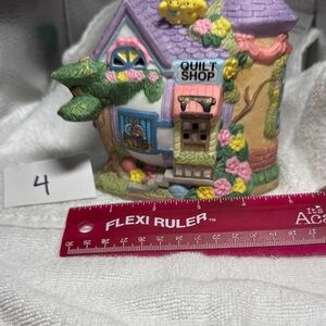 Quilt Shop Decorative Cottage Figurine - Pastel Multi-Color Accent